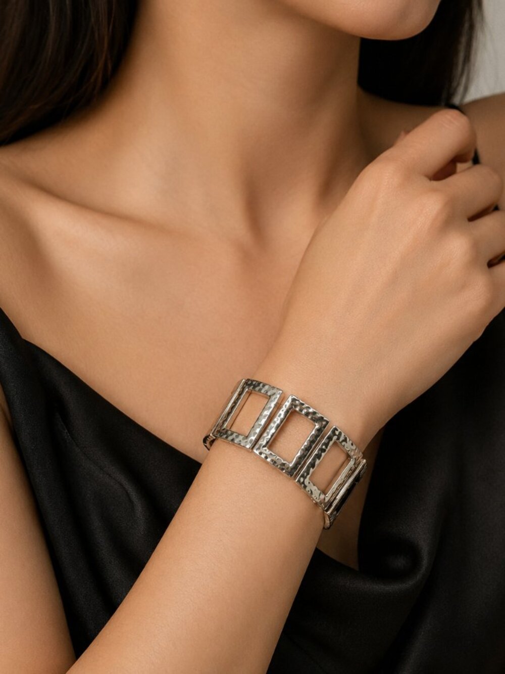 Bold Elements Silver‎ Tone Textured Bracelet